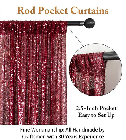 ShinyBeauty Burgundy Sequin Backdrop 5FTx7FT, - Image 3
