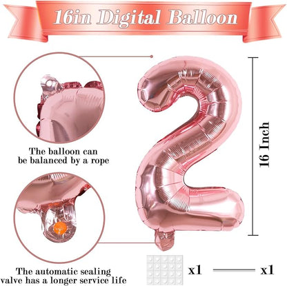 TONIFUL Number Balloon 16 Inch 10Pcs Rose Gold 0-9 Birthday Number Balloons | - Image 2