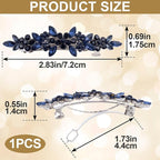 Joez Wonderful Rhinestone Hair Clip Sparkly Crystal Barrettes French Wedding Prom Engagement Pageant First Communion Hair Decorative Accessories for Women Bride Thick Long Hair (Blue, 1 Pcs)