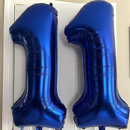 Navy Blue Number 1 Balloons, 40 In Large Dark Blue Number 1 Foil Helium Balloons - Image 4