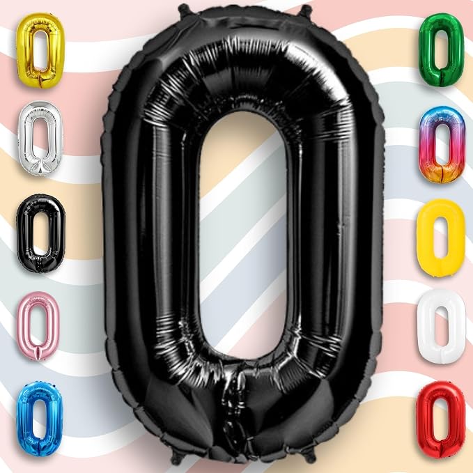 Black Number Balloon 0 Mylar Foil Balloons 16 inch - Image 2