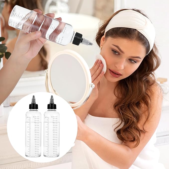 15 Pack Applicator Bottles for Hair, 8.5oz Hair Dye Plastic Squeeze Bottle with Twist-On Top Tip Cap and Clear Graduated Scale