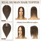 Rich Choices Hair Toppers for Women Real Human Hair 100% Human Remy Toppers NO Bangs for Women with Thinning on Top Clip in Hairpiece 4"x4.7"Lace Base 10 Inch #2R Chocolate Brown