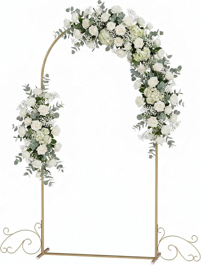6.6FT Gold Metal Arch Backdrop Stand, Curved Wedding Arch by Unknown