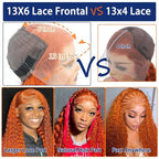13x6 Ginger Lace Front Wig Human Hair 350# Deep Wave Lace Front Wigs for Black Women Orange Ginger Wig Human Hair Pre Plucked with Natural Hairline 210% Density 18Inch