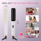 Hair Straightener Brush, Hair Straightening Iron with Built-in Comb, 4 Temp Settings & LED Display & Anti-Scald & Auto-Off Safety, Perfect for Fine, Soft Hair, Ideal Gift for Women