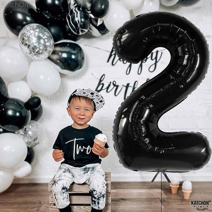 KatchOn Black Number 2 Balloon 40 Inch 2nd Birthday Decorations - Image 3