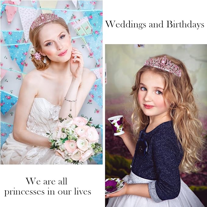 VELSCRUN Birthday Princess Crowns Tiaras, Girls Birthday Sash, Happy Birthday Decorations/Accessories for Women