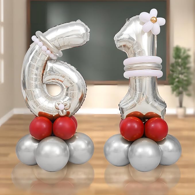 40 Inch Silver Number Balloons, Helium Mylar Foil Number Balloons - Image 5