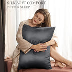 Adubor 100% Silk Pillowcase - Mulberry Silk Pillow Cases, 23 Momme 6A Grade Fibers, Silk Pillow Case for Hair and Skin Health, with Hidden Zipper (King 20''×36'', Space Gray, 1PC)