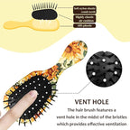Mini Hair Brush,Cute Detangling Travel Hair Brush,Soft Bristles for Effortless Tangle Removal,Detangler Hairbrush for Women Men Boys Girls Kids Wet Dry All Hair Types (Yellow Sunflower, Mini)
