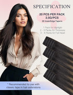 DOORES Invisible Hair Extensions Real Human Hair Tape in Invisi Edge, Dark Brown to Chestnut Brown 10 Injection Tape-ins with 10 Injection Tape-ins 50g 14 Inch, Tape in Extensions