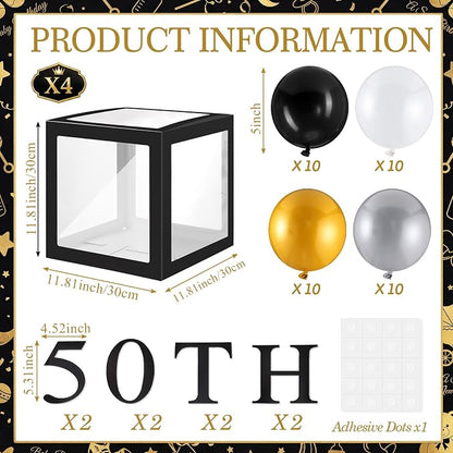 Gejoy 52 Pcs Happy 50th Birthday Party Decoration Men Women Balloon Box | 4 - Image 3