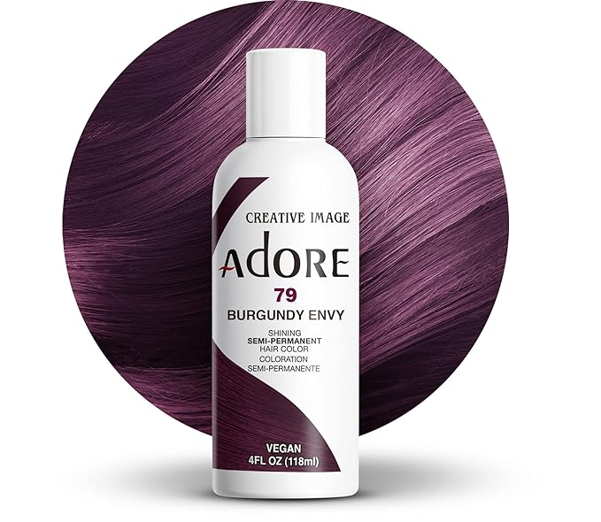 Adore Semi Permanent Hair Color (079 Burgundy Envy) | Vegan & Cruelty-Free Red Hair Dye | No Ammonia, No Peroxide, No Alcohol | 4 Fl Oz (Pack of 1)