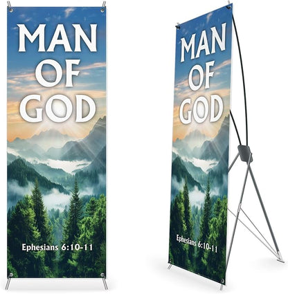 Hahafelt Man of God Banner for Church Father's Day Christian Adjustable X-Stand - Image 3