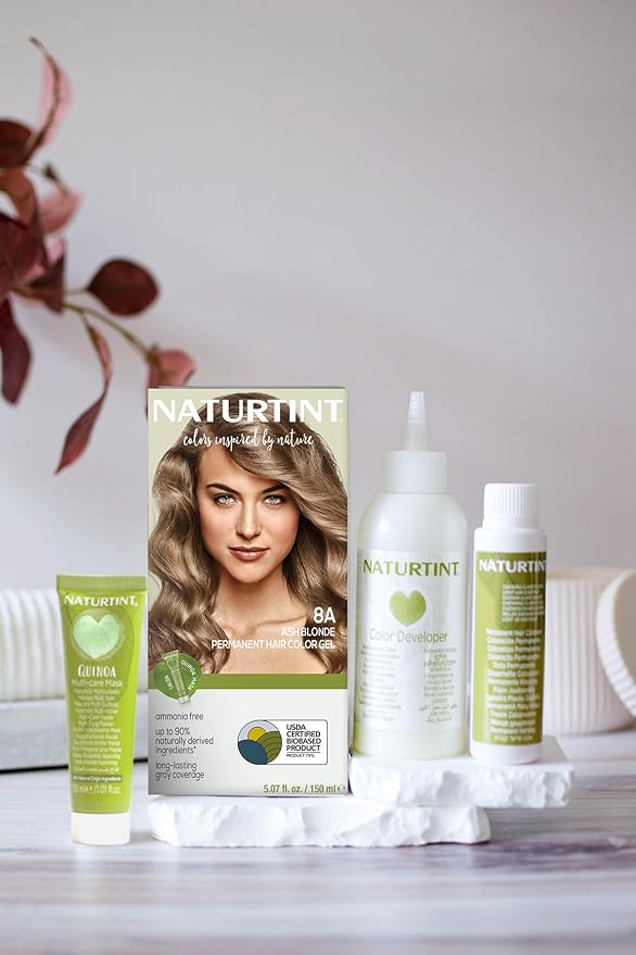 Naturtint 8A Ash Blonde Permanent Hair Color (Pack of 1), Ammonia Free, Vegan, Cruelty Free, up to 100% Gray Coverage, Long Lasting Results (Packaging may vary)