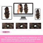 ALXNAN Claw Long Wavy Ponytail Extension,18 Inch Curly Pony Tail Clip in Hair Extensions for Women,Dark Chocolate Brown Clip on Pony Tails Hair Extensions