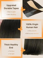 DOORES Mocha Brown Real Human Hair Extensions, 40pcs 60g 10 Inch, Tape-in, Straight, Remy Hair, Skin Weft