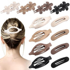 12 PCS Flat Hair Clips - 3 Styles Matte Flat Claw Clips Set Duckbill Barrettes for Women, No-Slip Strong Hold for Thin and Thick Hair, Hair Accessories for Girls Gift (Brown)