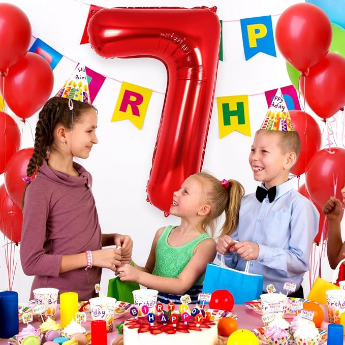 Red Number 7 Balloon 40 Inch, Big Large Foil Helium Number Balloons, Jumbo - Image 4