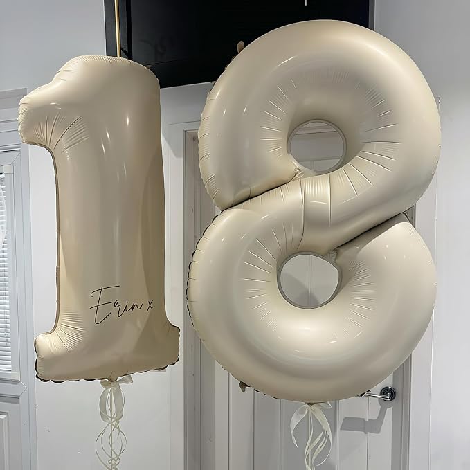 Cream Number 11 Balloons, 40 Inch 11 Balloons Giant Helium Foil Mylar Beige 11 - Image 3