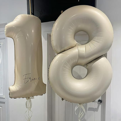 Cream Number 11 Balloons, 40 Inch 11 Balloons Giant Helium Foil Mylar Beige 11 - Image 3