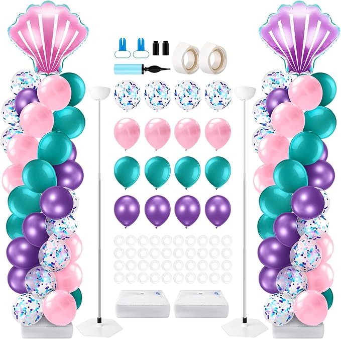 Kasyat 2 Set Mermaid Balloon Column Stand Kit Adjustable Mermaid Balloon arch by Kasyat