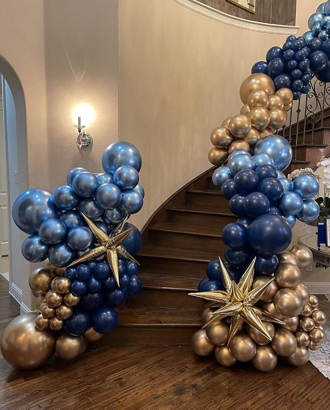 Navy Blue and Gold Balloons Arch Kit - Image 5