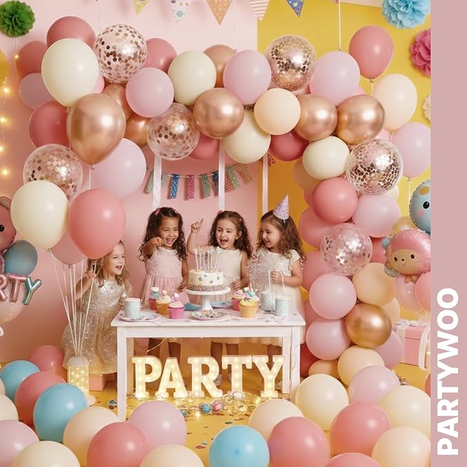 PartyWoo Dusty Pink Balloons 66pcs Pack Pink Latex Helium Balloons | Nude - Image 6