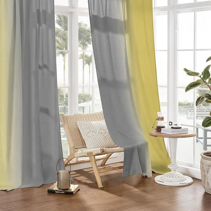 Yellow and Grayish Curtains for Living Room 84 Inch Length Ombre Curtains 2 - Image 6