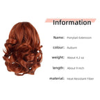 Ponytail Extension, Clip on Ponytails for Women, 9" Claw Clip in Short Curly Wavy Pony Hair Extension for Women - Auburn