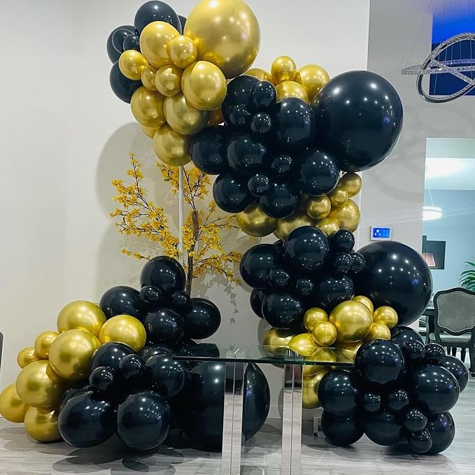 YMSZ Black and Gold Balloons Arch Kit, Graduation Balloons Decorations | 136pcs - Image 6