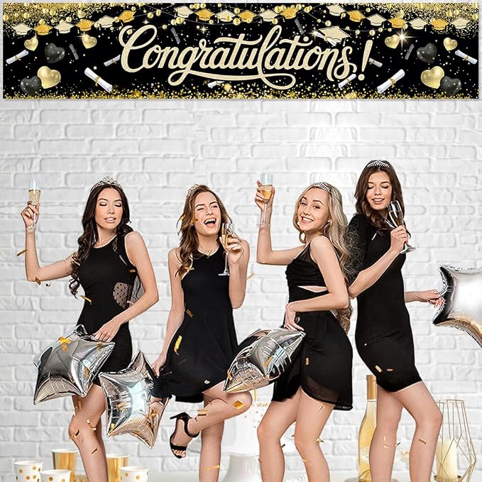 Congratulations Decorations 2026 Banner Graduation Backdrop Class of 2026 Black - Image 5