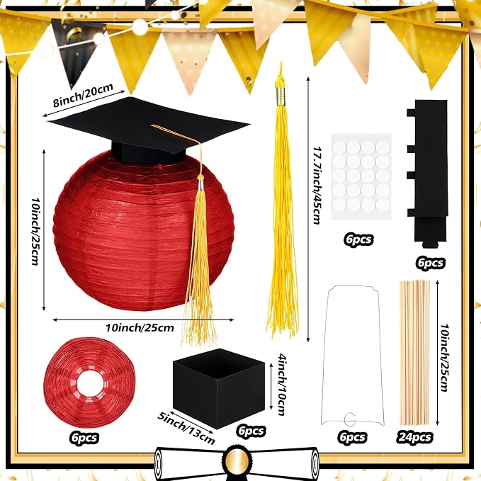 Silipull 6 Sets Graduation Table Centerpieces Hot Air Balloon Party Decorations - Image 3