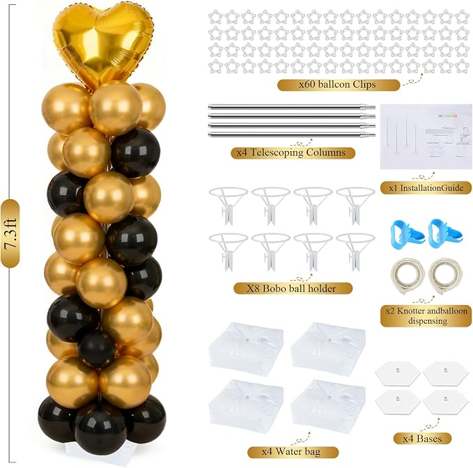 Balloon Columns Stand Set of 4, 7FT Adjustable Pillar Kit | Easy Setup - Image 2