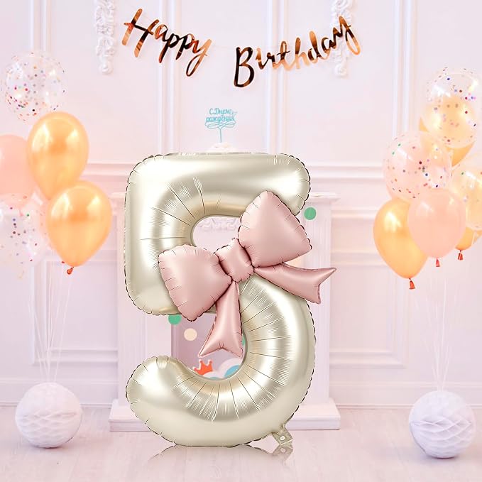40 Inch Cream Number 5 Balloon - Image 7