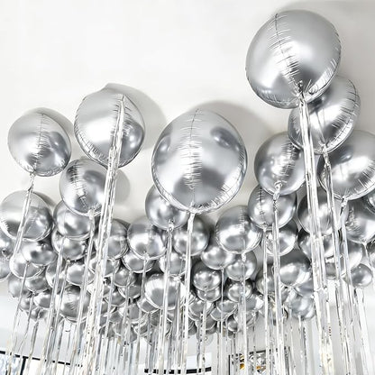 12 Pcs Silver Foil Balloons, Different Size Metallic Silver Balloons - Image 8