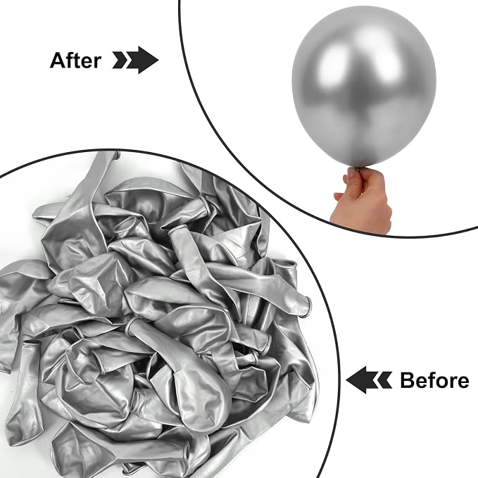 APLANET 150pcs Silver Balloons Different Sizes 18 12 10 5 Inch, Latex Balloons - Image 5