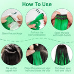 16 Pcs Colored Hair Extensions Curly Wavy Clip in Synthetic Hairpiece Streak for Girls Women Kids, Multi-colors St. Patrick's Day Party Highlights Cosplay Festival Gift(Green)