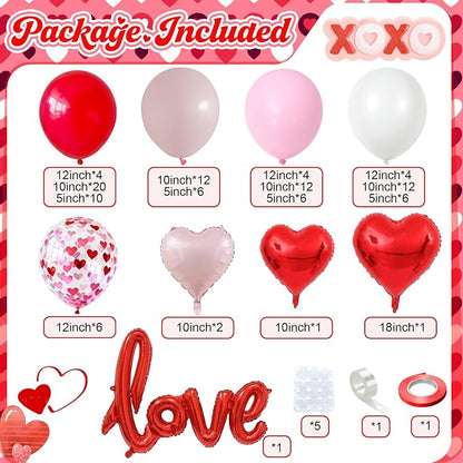 Valentines Day Balloon Arch Kit 114Pcs Red Pink White Balloon Garland Kit - Image 3