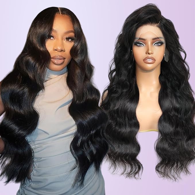 210% Density 13x6 Full Lace Frontal Wigs Human Hair 12A Body Wave Brazilian Virgin Human Hair Pre Plucked HD Transparent Lace Glueless Wigs 20 Inch