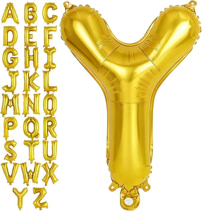 Gold Letter Y Balloons, 40 Inch Large Foil Letter Balloons, Custom Phrase by YOTHORN
