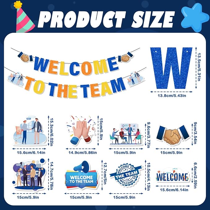Welcome to the Team Banner Hanging Swirls Party Decorations 10PCS | Welcome - Image 2