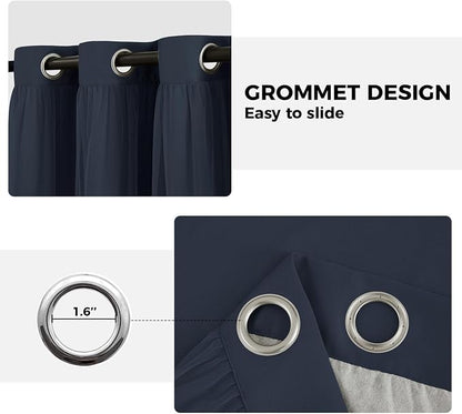 100% Blackout Curtains for Bedroom, Double Layer Navy Blue Curtains, Room - Image 7