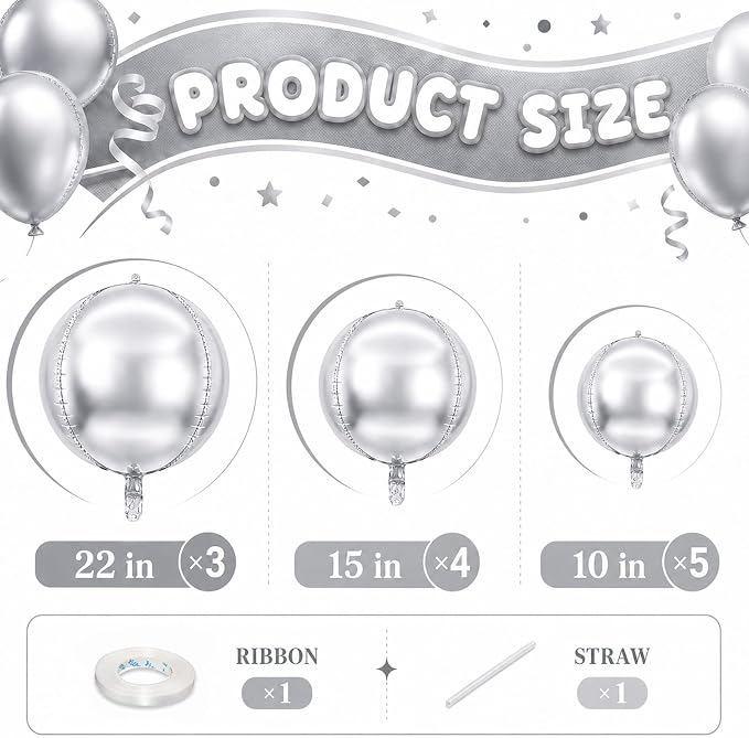 Silver Round Foil Balloons - Image 2