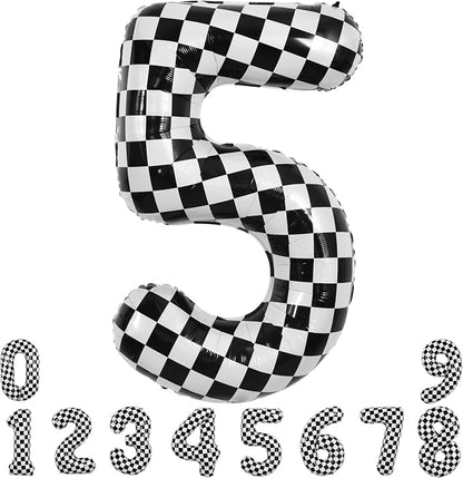 TONIFUL 40 Inch Large Checkered Number 5 Balloon 5th Birthday Decorations | 5th by TONIFUL