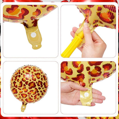 10Pcs Red Bow Cherry Cheetah Print Foil Balloon Set Women Party Photo Booth | - Image 3