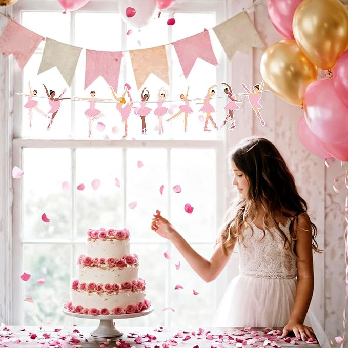 Hooqict Happy Birthday Banner Ballerina Birthday Party Decorations Ballerina - Image 4