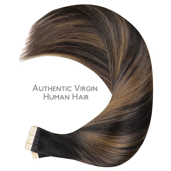 WENNALIFE Tape in Hair Extensions Human Hair, 40pcs 120g 26 inch Balayage Natural Black to Chestnut Brown Hair Extensions Real Human Hair Straight Tape in Extensions Invisible Human Hair Extensions
