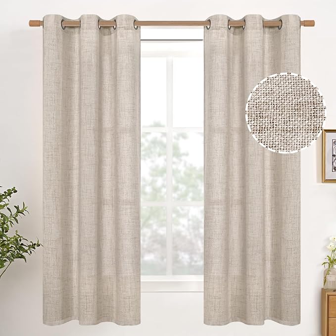 YoungsTex Natural Linen Curtains 38 Inch Width by YoungsTex
